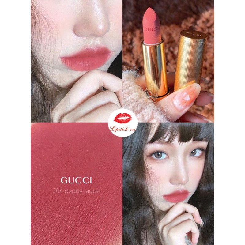 Son Gucci 204 208 Peggy Taupe cánh hồng khô