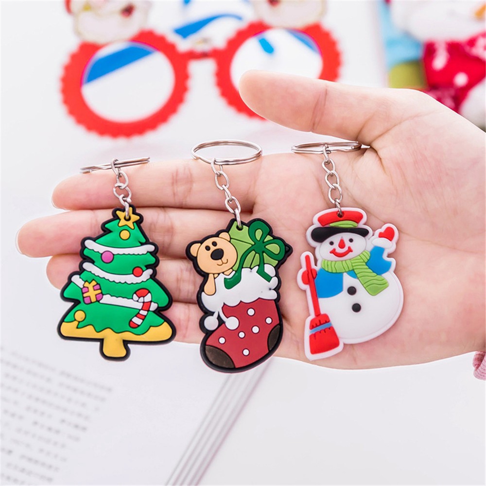 Móc khóa họa tiết ông già Noel/người tuyết/tuần lộc đáng yêu