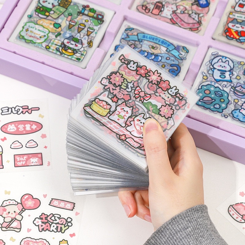 🌸Set 450 tấm sticker nhãn dán trang trí bìa sách sổ lưu niệm magical sweeties dễ thương🌸