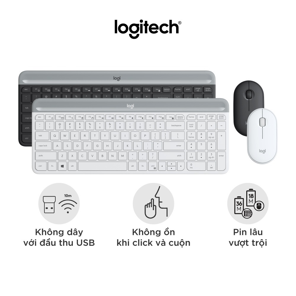 Bộ bàn phím chuột Logitech Wireless Combo MK470 Slim - Hàng Chính Hãng
