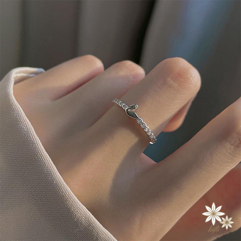 【kifli】Nhẫn Hở Mạ Bạc 925 Hình Thiên Nga Nhỏ Phong Cách Hàn Quốc Thời Trang Cho Nữ