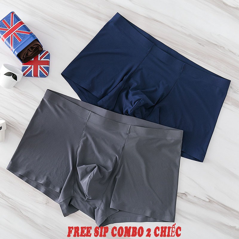 FREE SIP COMBO 2 CHIẾC Quần Sịp Nam Quần Lót Boxer Đúc Hàng Chuẩn Chất Lụa Cao Cấp