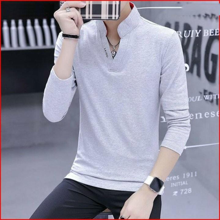 Áo thun nam tay dài có cổ thêu họa tiết chất vải thun cotton xịn mềm mịn co giãm mặc mát cao cấp - ATTD2
