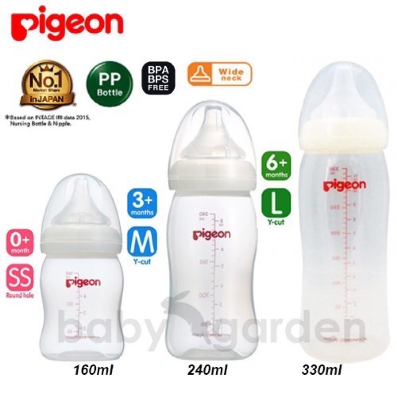 Bình Pigeon SofTouch cổ rộng PP Bottle 160/240/330ml