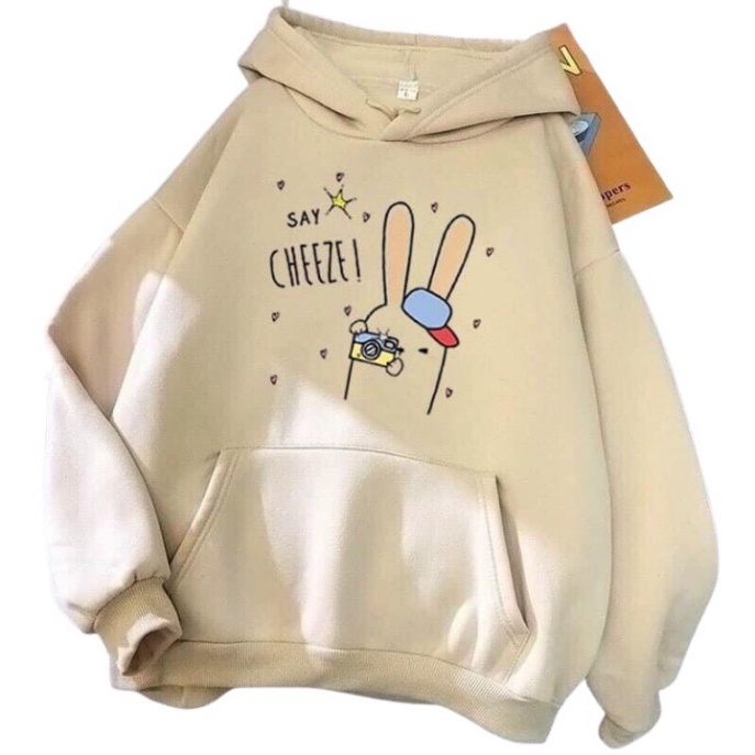 thebagicshop Áo khoác Hoodie form rộng sweater nỉ Ulzzang Say Cheese Hot trend Thời Trang Thu Đông siêu đẹp thebagicshop