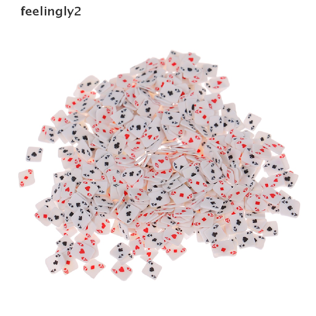 Túi 450-500 hạt đất sét polymer thiết kế hình lá bài poker 3d trang trí móng nghệ thuật 10g