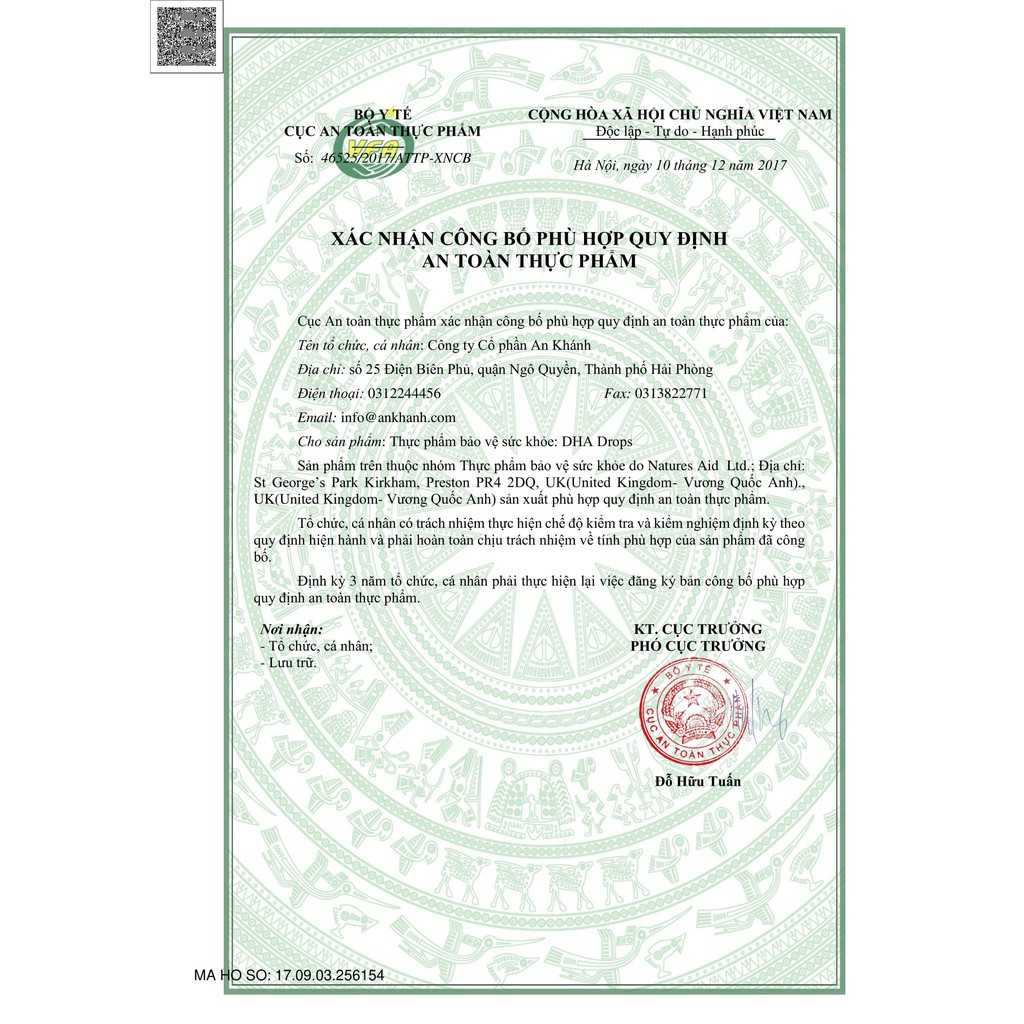 DHA drops  của Anh, date xa