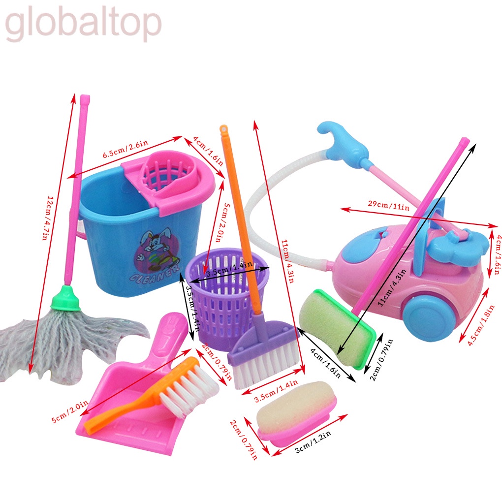 Set 9 món đồ chơi lau dọn nhà cửa dễ thương cho bé
