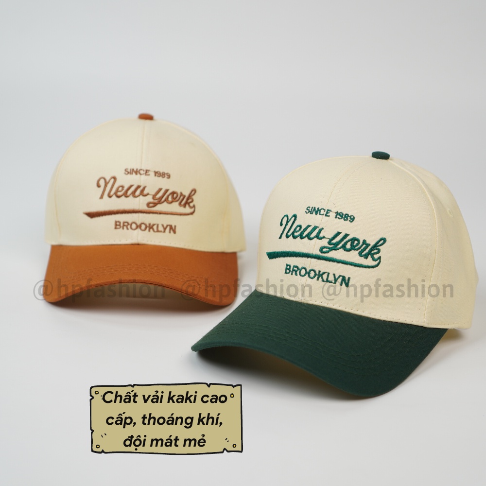 Mũ lưỡi trai ❤️ Nón kết phối màu thêu chữ NewYork Brooklyn chất kaki cao cấp form unisex nam nữ N89 - Happy Style