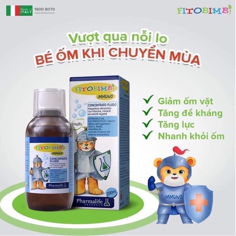 Siro Fitobimbi Immuno tăng cường hệ miễn dịch, nâng cao sức đề kháng lọ 200ml - NT162