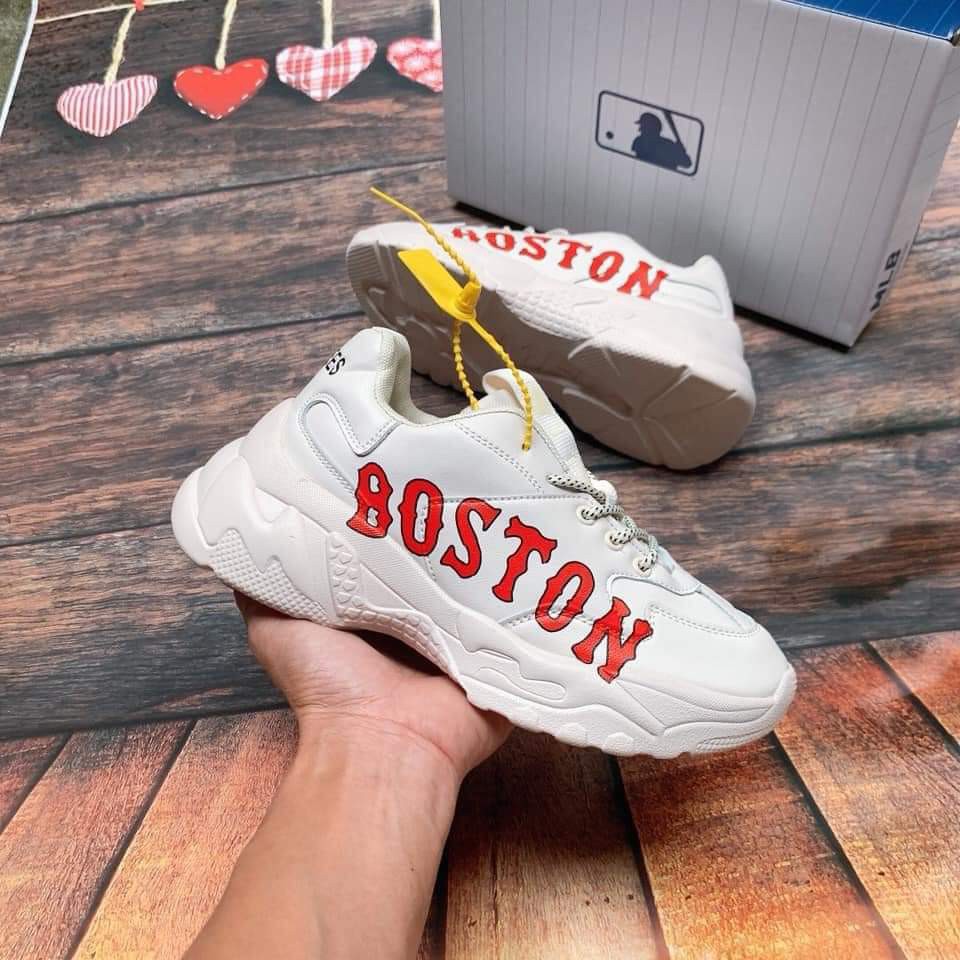 Gày thể thao  boston trắng chữ đỏ tăng chiều cao cho nam nữ độn đế full bot