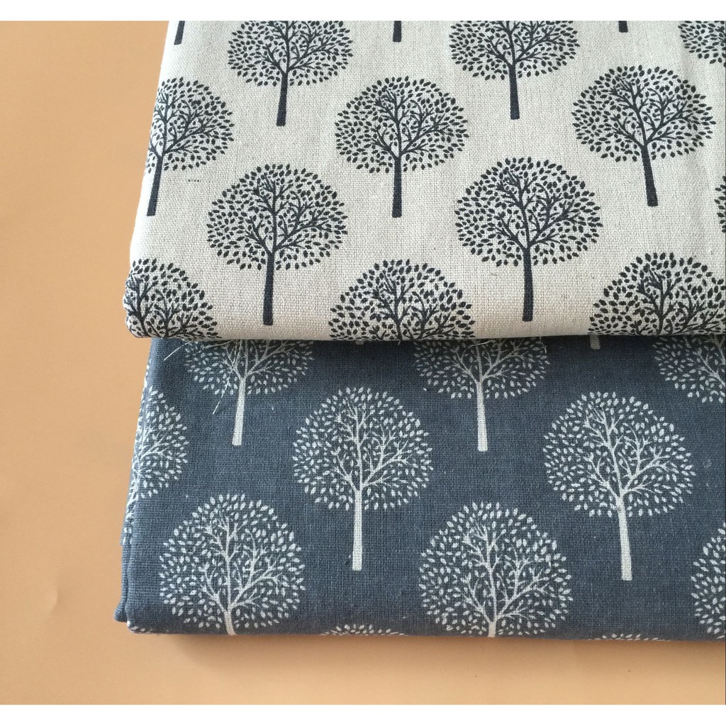 Vải linen họa tiết Họa tiết cây V-D09