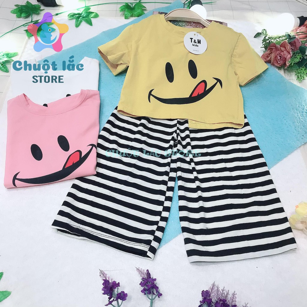 Sét Bộ Bé Gái Chuột Lắc Store Cotton 4 Chiều Áo Croptop Quần Kẻ 10Kg Đến 25kg