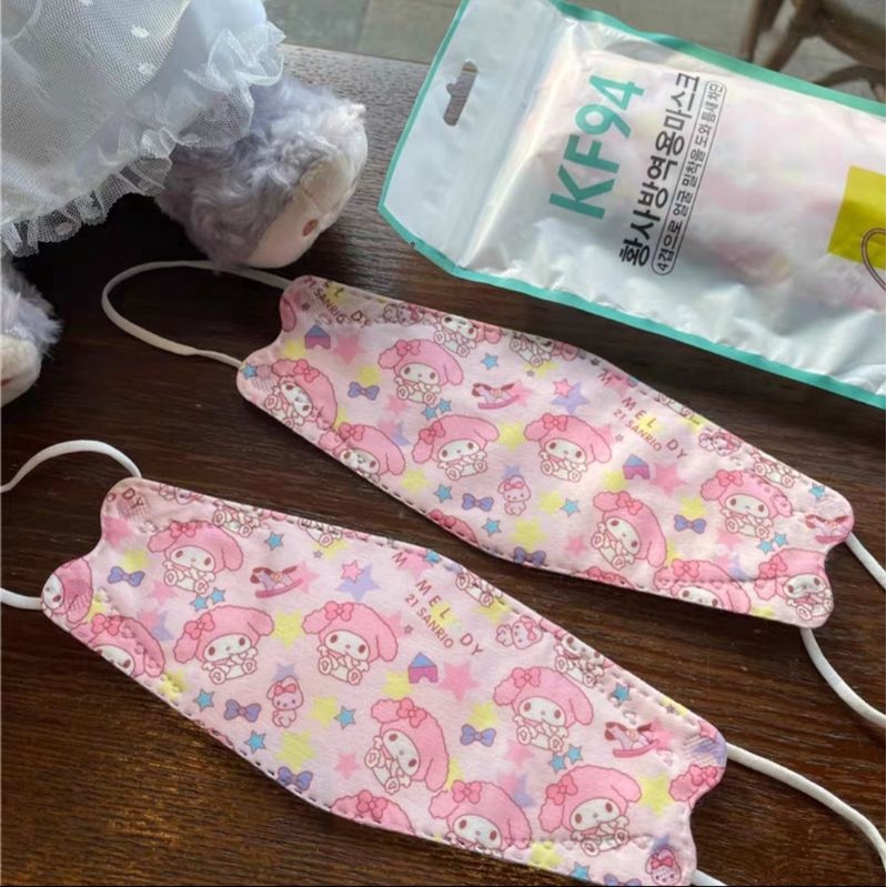 Khẩu trang KF94 họa tiết hình Kuromi Linabell Cinnamoroll Melody siêu dễ thương