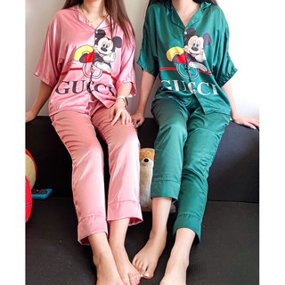 Đồ ngủ Pijama lụa Mickey Gucci