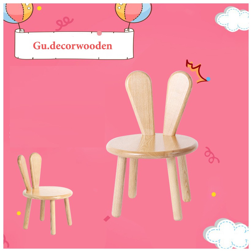 Ghế gỗ cho bé,ghế học sinh mầm non GU DECOR ghế trẻ em tai thỏ chất liệu Gỗ thông | BigBuy360 - bigbuy360.vn
