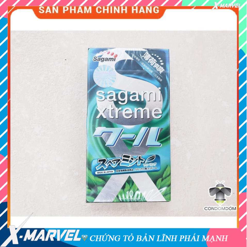 Bao cao su Sagami Xtreme Spearmint siêu mỏng siêu mềm cao cấp bạc hà mát lạnh /áo mưa