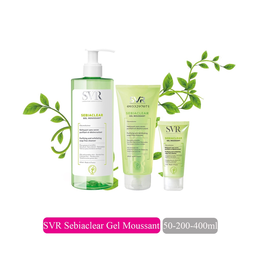 Sữa rửa mặt SVR Sebiaclear Gel Moussant dành cho da dầu mụn, đủ size