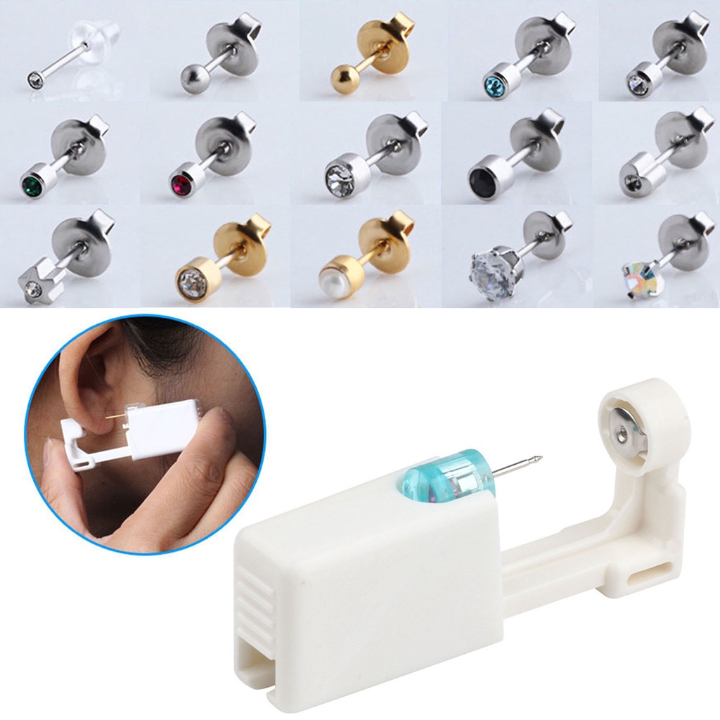 Khuyên Xỏ Tai Bằng Thép Không Gỉ Không Đau Dùng Một Lần