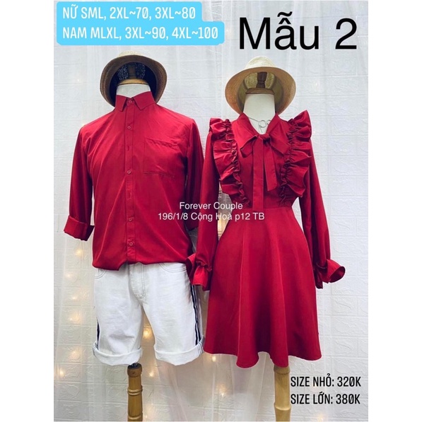Set áo váy đôi đỏ dễ thương, dạo phố, chụp cưới siêu xinh Forever Couple Store