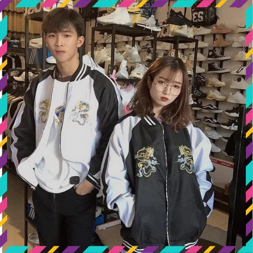 Áo Khoác Dù Nam Nữ Unisex - Áo Khoác Jacket Bomber thêu rồng Siêu hot - HN.STORE16