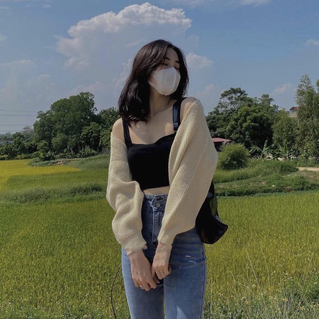 Áo cardigan nữ len mỏng croptop, áo khoác cardigan vintage Hàn Quốc - Maoshop