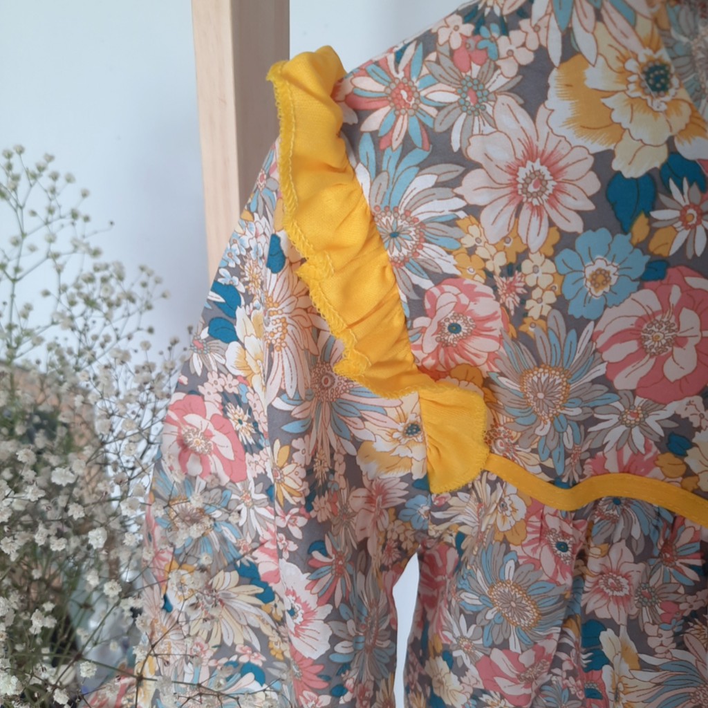 [Video từ shop/Cực xinh] Váy Hoa Nhí Vải Thô Dáng Suông Đuôi Cá, Đầm Hoa Maxi Đuôi cá viền ren bèo