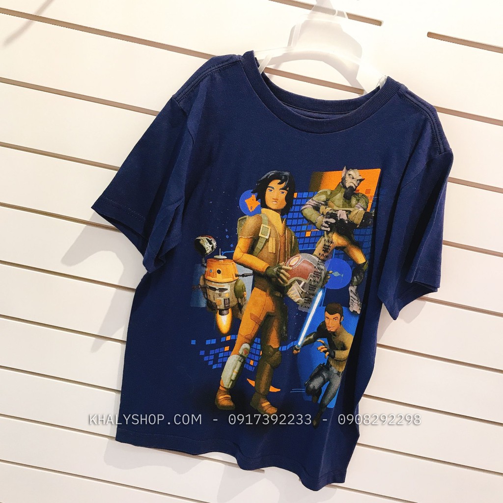 Áo thun tay ngắn trẻ em hình Starwar màu xanh dương size S cho bé trai 5,6 tuổi - ATTNSWXD01