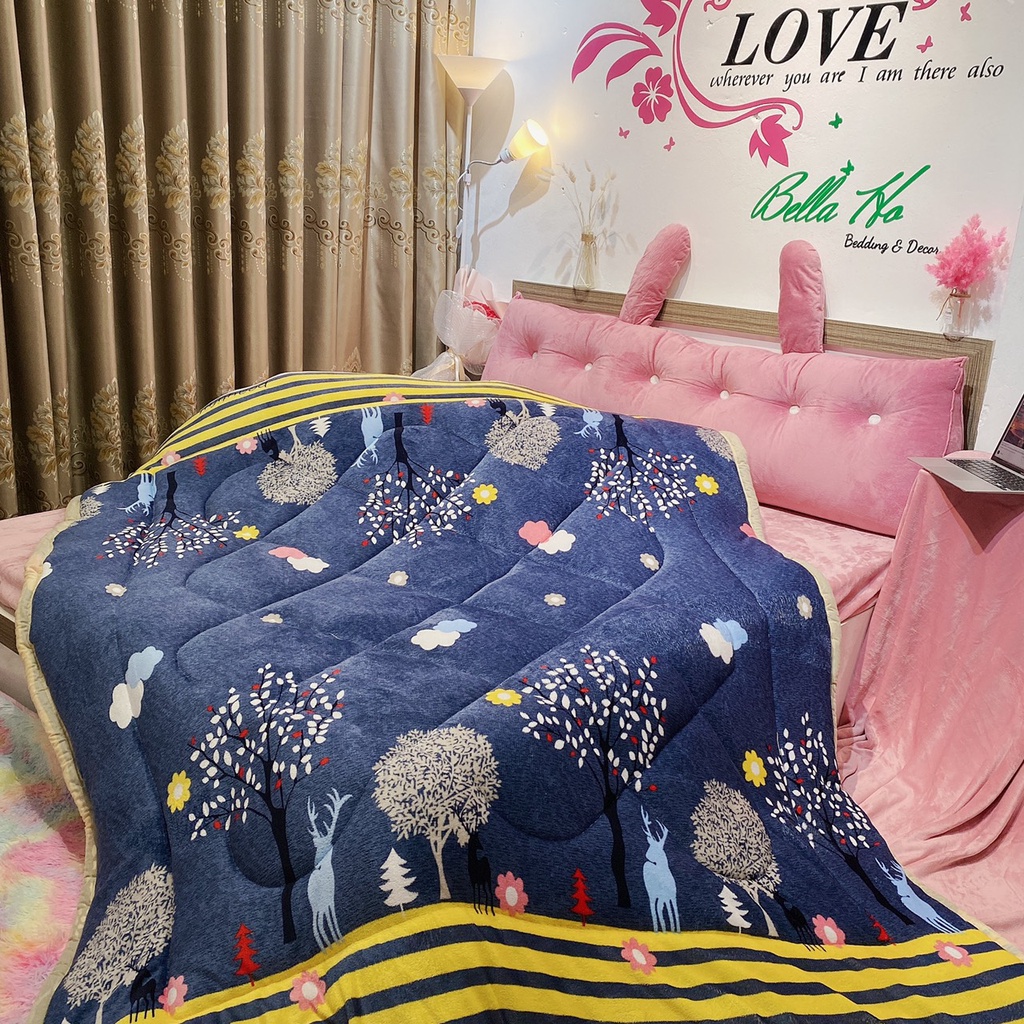 Chăn lông cừu , chăn lông đại hàn siêu ấm 3 lớp kích thước 1.9m * 2.2m