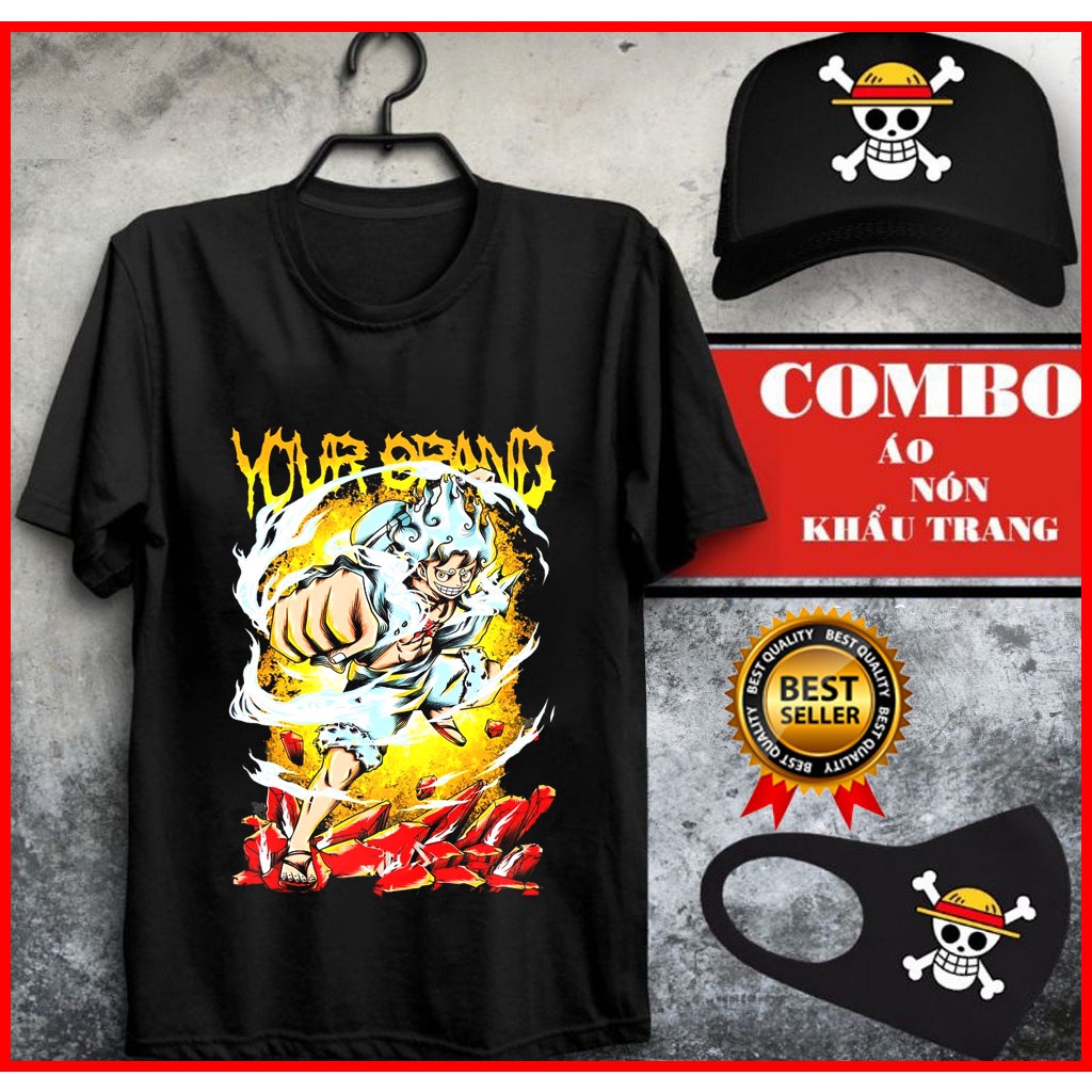 Combo Áo thun One Piece Luffy JOY BOY Gear 5 Nika Thức Tỉnh Trái Ác Quỷ Zoan Thần kèm nón khẩu trang mẫu mới cực chất