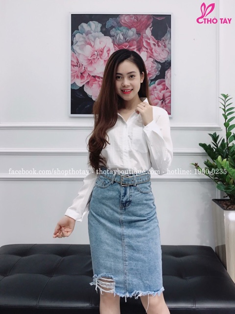 Nhập WAMS8 giảm 15%_ Chân váy jean dài phom chữ A, rách xẻ sau 1760 | BigBuy360 - bigbuy360.vn