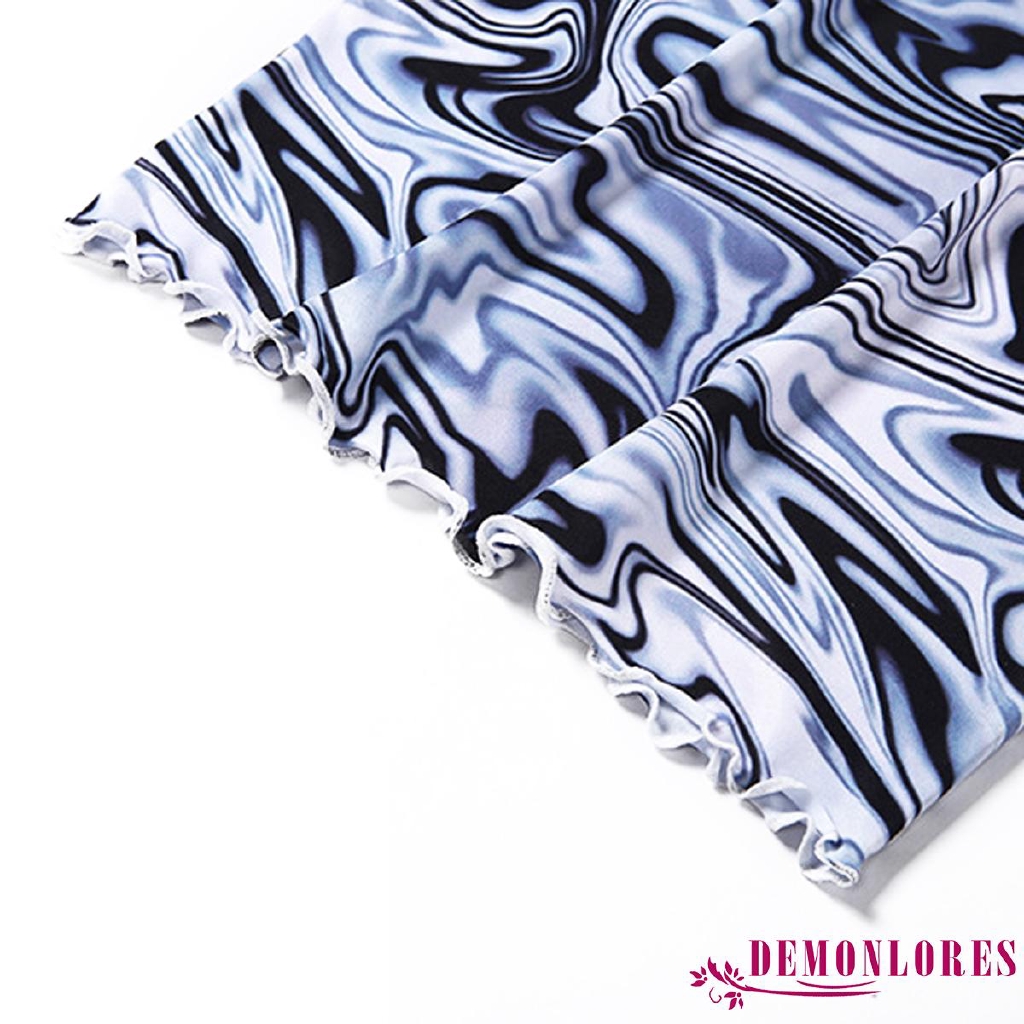 Đầm body nữ ngắn tay họa tiết in thời trang