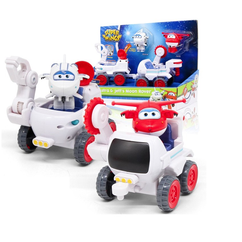 Mô hình super wings đội bay siêu đẳng Bộ 2 xe thám hiểm đồ chơi xe Astra Bí Ẩn và Jett tia chớp mini