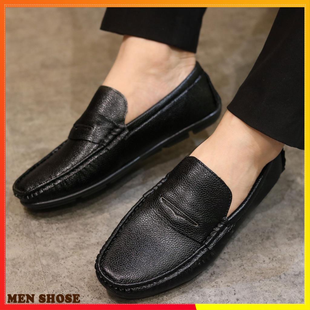 Giày Mọi Nam Da Lì Đế Khâu Cực Bền  Tặng Tất Khử Mùi- Mã M006