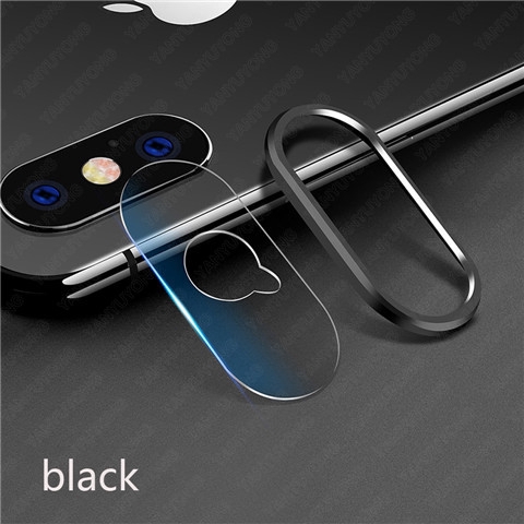Vòng kim loại + kính cường lực trong suốt bảo vệ camera thích hợp cho iPhone 6 6s 7 8 Plus X Xs Max Xr