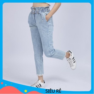 Quần Jean Nữ Begy Cạp Cao Phối Dây Nịt Jean Co Thời Trang Cao Cấp Giãn QR01. SUNSIRE22_SHOP