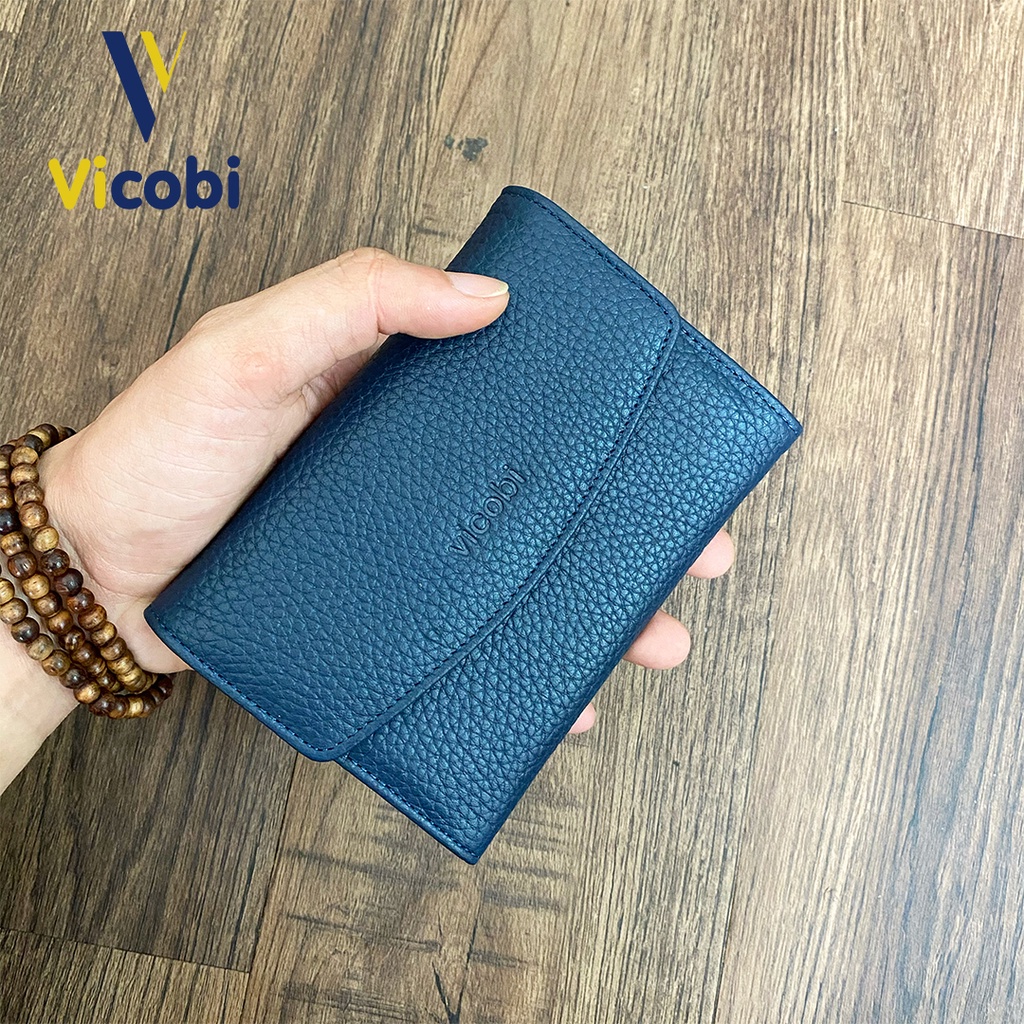 Ví Mini Nữ Da Bò Vicobi M8, nhỏ gọn cầm tay đựng thẻ Card ATM, CMND, GPLX cà vẹt bằng lái xe cũ mới, Made in VietNam