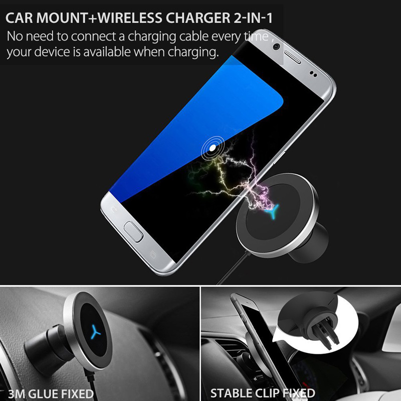 360 Rotate Magnetic QI Car Wireless Charger Stand Dashboard Air Vent Bracket For IPhone 12 11 Pro X XR XS Max Samsung S9 S8 S10 S20