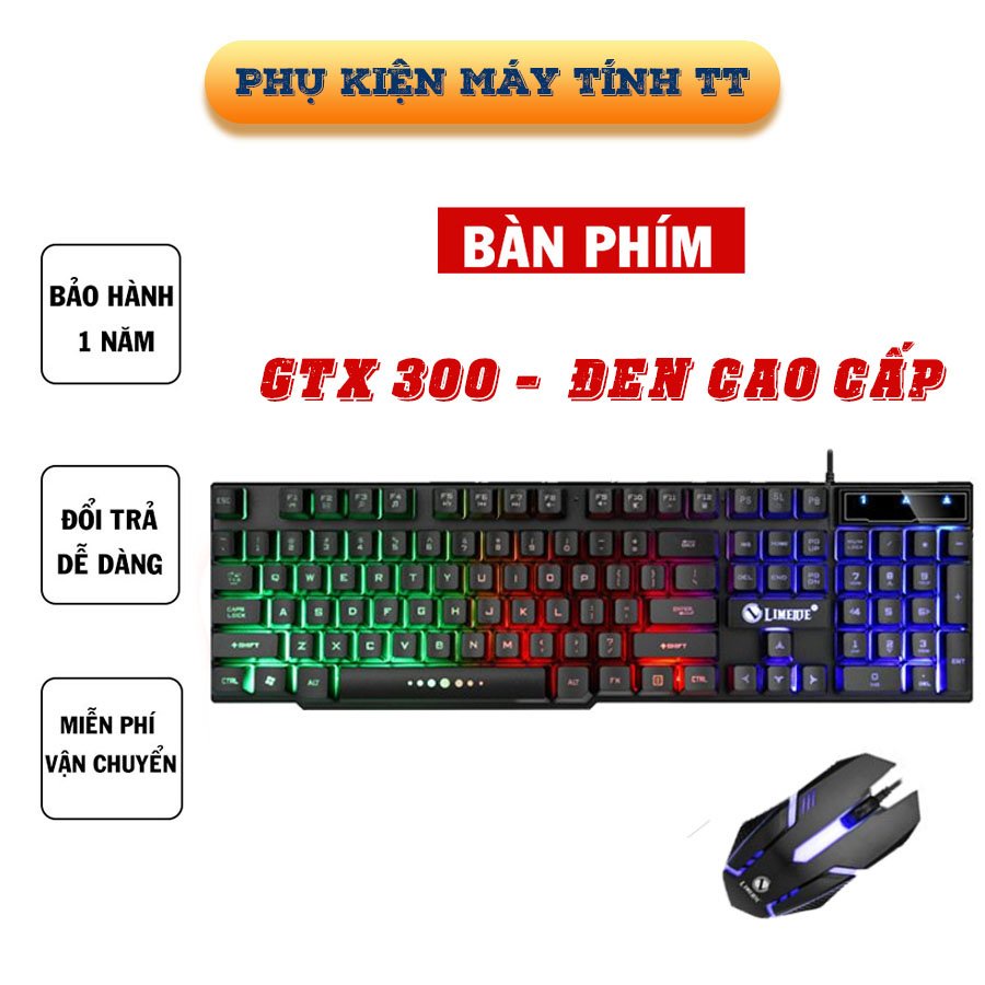 Bàn phím máy tính gaming GTX300 - Tặng  chuột chuyên dụng,có phần phím phát sáng 7 màu