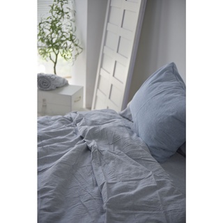 Bộ chăn ga gối Linen Cotton 4 món – Xanh dương