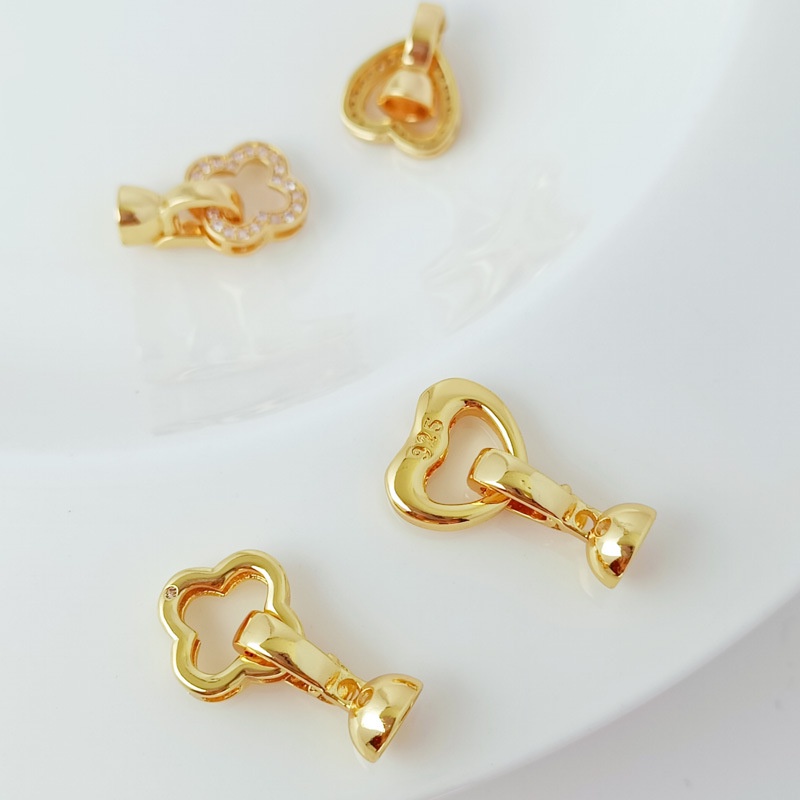 [K41B] Phụ kiện trang sức (DIY) - Chốt khóa 2 mẫu cách điệu trơn nạm đá  làm vòng cổ vòng tay