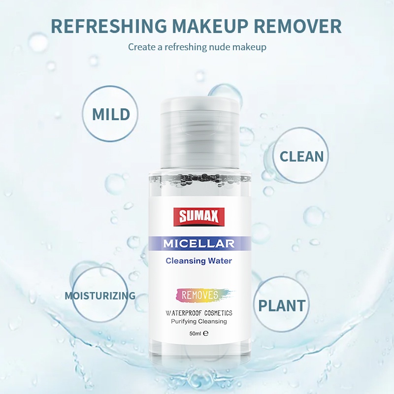Nước tẩy trang SUMAX Gửi bông tẩy trang dưỡng ẩm làm trắng da dễ sử dụng Gửi bông tẩy trang 50ml