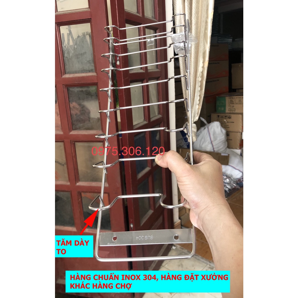 [TĂM ĐẶC DÀY] Kệ để treo vung nắp xoong nồi 100% INOX 304 gắn tường KỆP NẮP XOONG, hàng đặt xưởng tăm to dày nặng, chắc