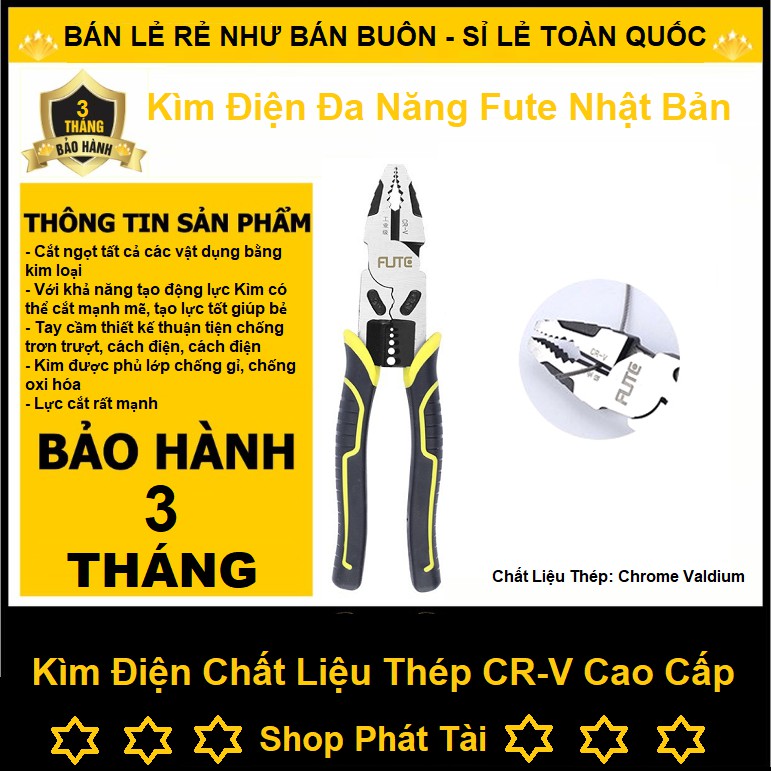 Kìm, Kiềm Cộng lực CR-V 5 in 1- FUTE Nhật Bản - Kim Điện Đa Năng Trợ Lực Cắt Kim Loại