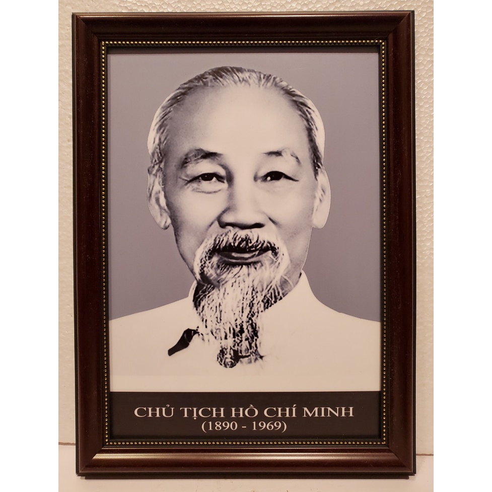 Ảnh đen trắng chân dung Chủ Tịch Hồ Chí Minh ( KT26*35cm)