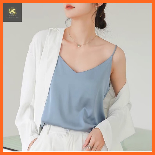 Áo 2 dây lụa hàn cao cấp KOALA, áo lụa 2 dây nữ đẹp cổ V siêu đẹp- HD05