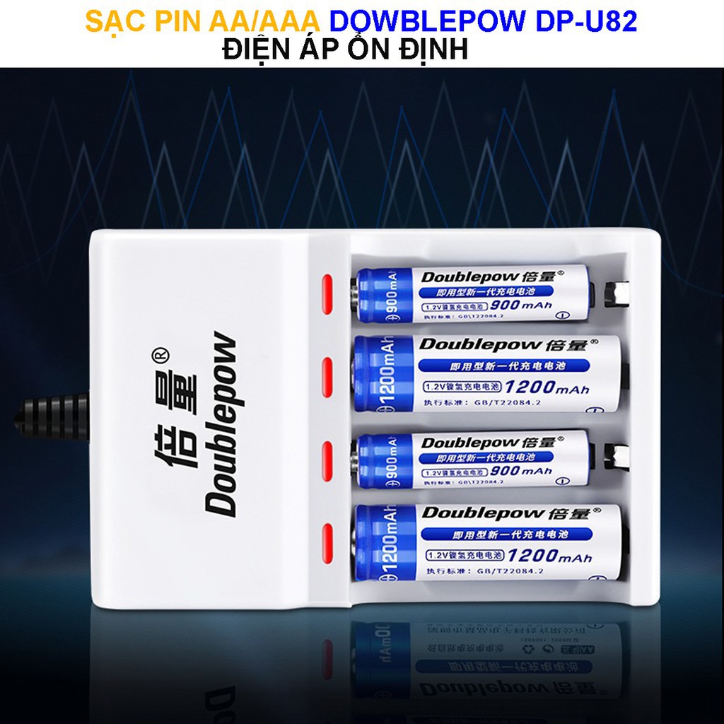 Hộp 8 viên pin tiểu AA 800mAh sạc lại DoublePow + Sạc DoublePow DP-U82 chính hãng