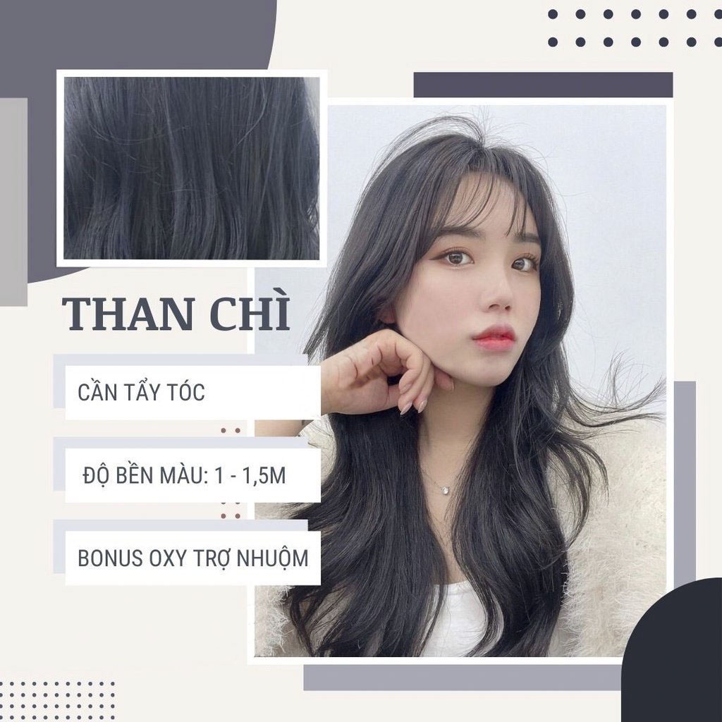 Thuốc Nhuộm Tóc Màu THAN CHÌ Không Tẩy Tặng Ngay Trợ Nhuộm Găng Tay Mũ Ủ