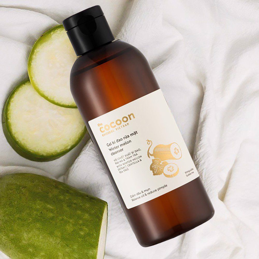 Sữa rửa mặt Gel bí đao Cocoon giúp da giảm dầu mụn Winter Melon Cleanser 140ml - 310ml mua 1 tặng 1 chính hãng