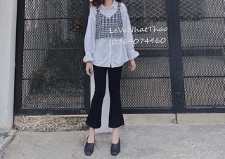 SÉT ÁO SƠ MI BÈO TAY + gile KẺ